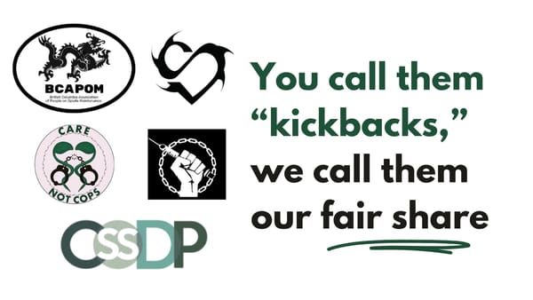 BCAPOM and other organizations say: "You call them 'kickbacks,' we call them our fair share."